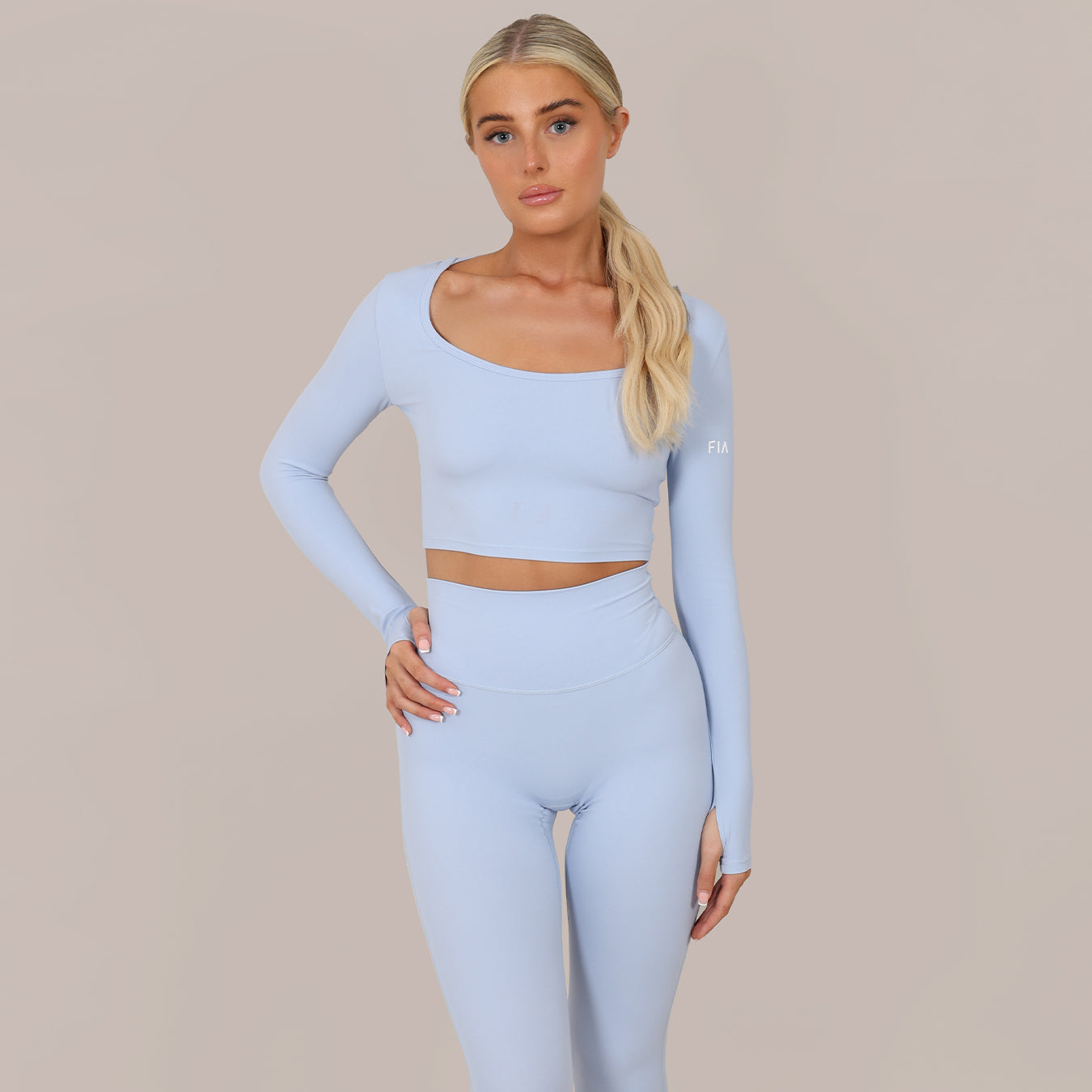 FIA LUNA YOGA HOODED TOP - POWDER BLUE