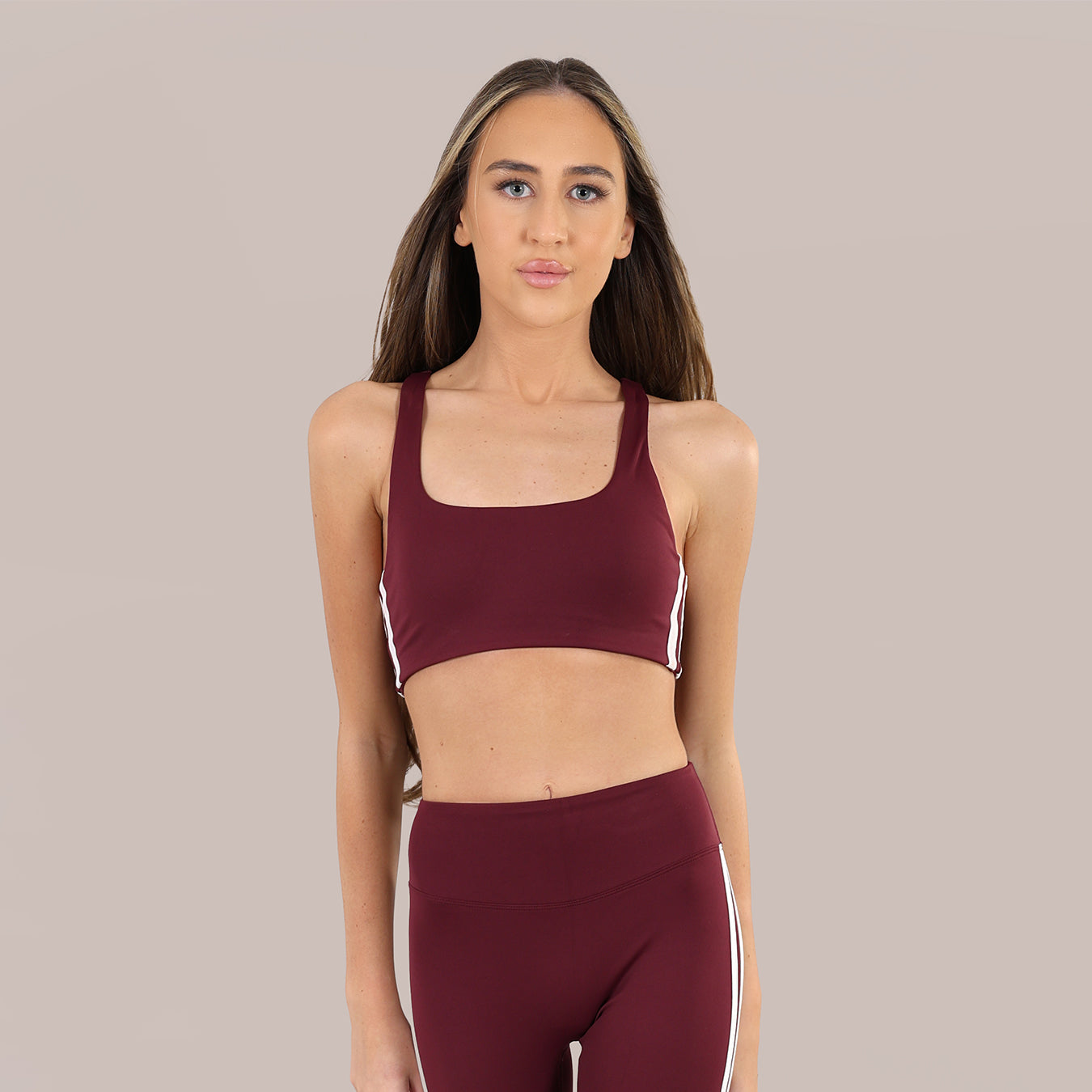 FIA ACTIVE STRIPE BRA - BURGUNDY