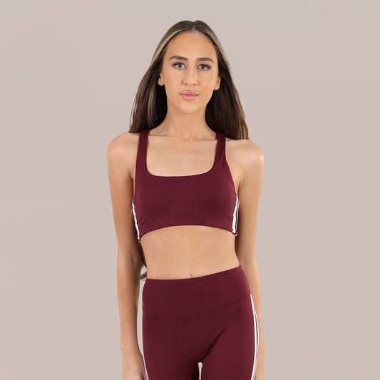 FIA ACTIVE STRIPE BRA - BURGUNDY